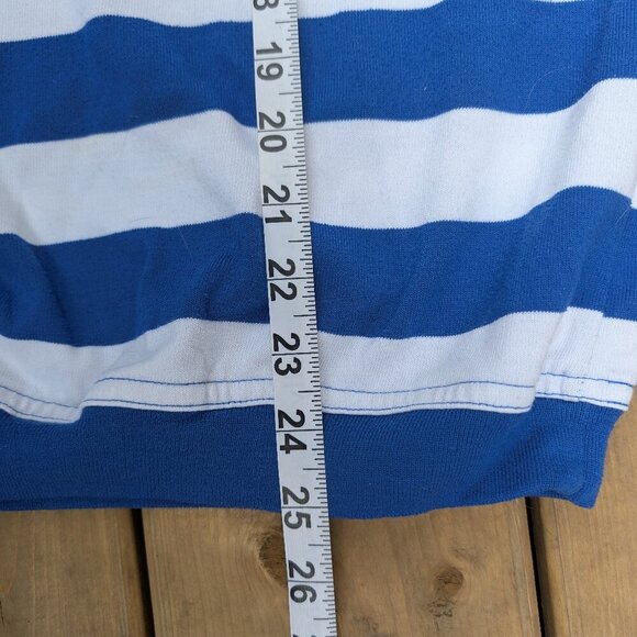 Vintage Lady Foot Locker Blue & White Striped Polo Shirt XL - Picture 7 of 7